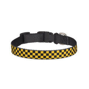Yellow and Black Checkered Print Pet Collar