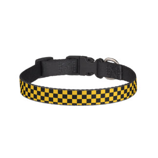 Yellow and Black Checkered Print Pet Collar