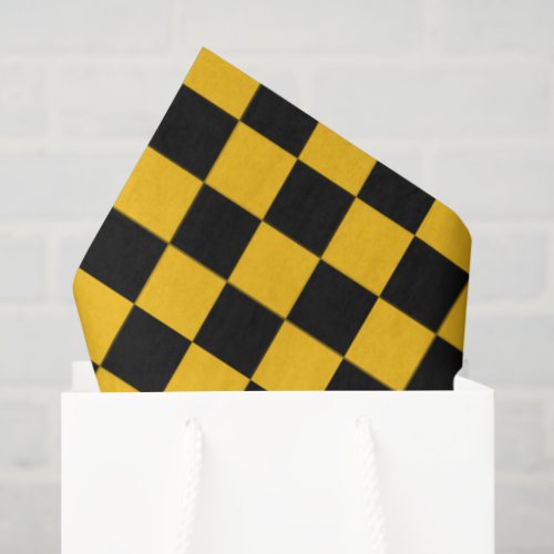 Yellow and Black Checkered Print Tissue Paper