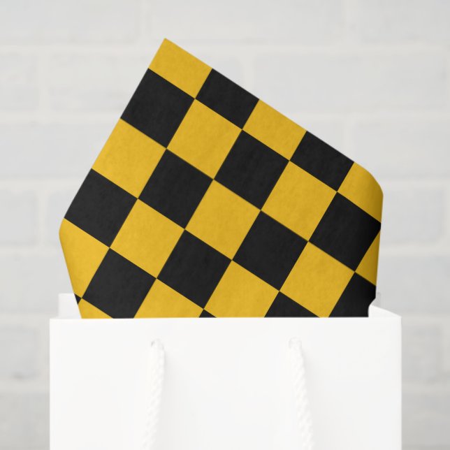 Yellow and Black Checkered Print Tissue Paper (Gift Bag)