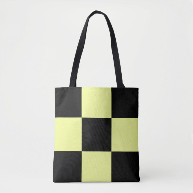 Yellow and Black Checkers Tote Bag (Front)