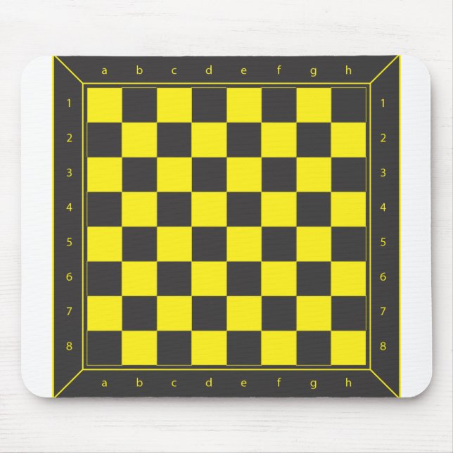 Yellow and Black Chess Table Mouse Pad (Front)