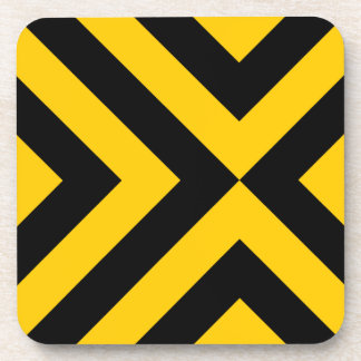 Yellow and Black Chevrons Beverage Coaster