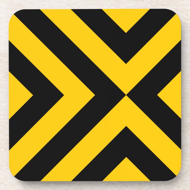 Yellow and Black Chevrons Beverage Coaster (Front)