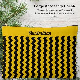 Yellow and Black Chevrons - LARGE Accessory Pouch
