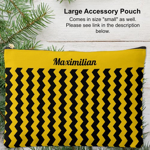 Yellow and Black Chevrons _ LARGE Accessory Pouch