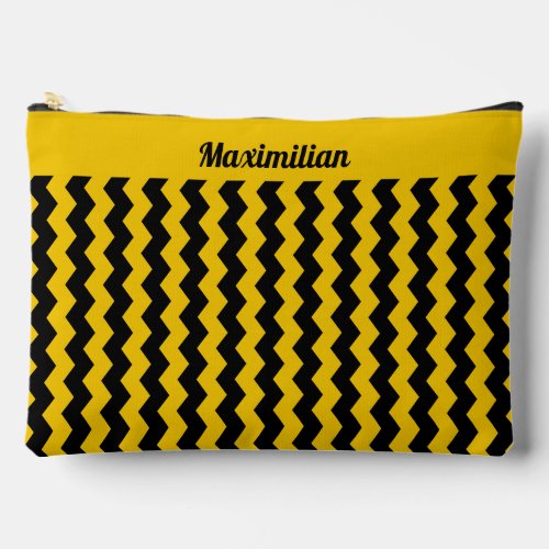 Yellow and Black Chevrons _ LARGE Accessory Pouch