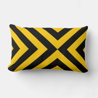 Yellow and Black Chevrons Lumbar Pillow