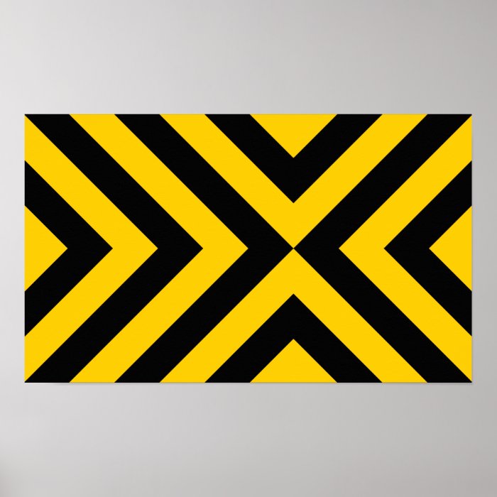 Yellow and Black Chevrons Print