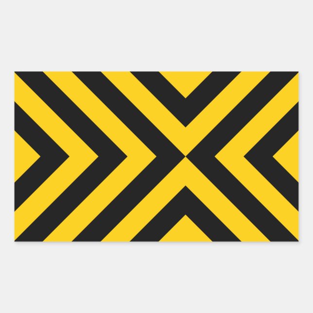 Yellow and Black Chevrons Rectangular Sticker (Front)