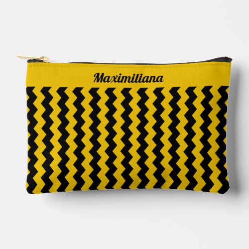 Yellow and Black Chevrons _ SMALL Accessory Pouch