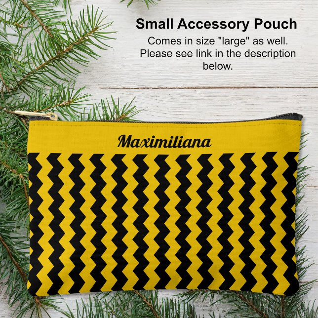 Yellow and Black Chevrons - SMALL Accessory Pouch (Small Accessory Pouch - Yellow and Black Chevrons by Leapfroglisics Shop)