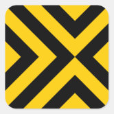 Chevron Yellow Black Hazard Stripes Square Sticker