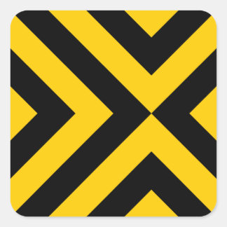 Yellow and Black Chevrons Square Sticker