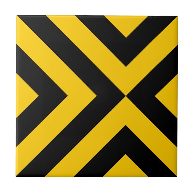 Yellow and Black Chevrons Tile (Front)