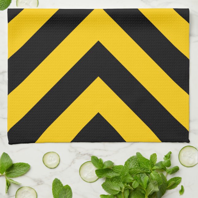 Yellow and Black Chevrons Towel (Folded)