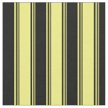 [ Thumbnail: Yellow and Black Colored Stripes Fabric ]