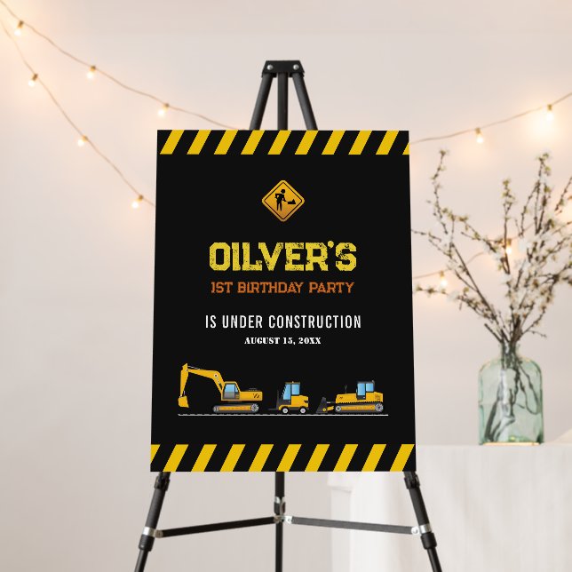 Yellow and Black Construction Truck Entrance Signs (In Situ (Stand))