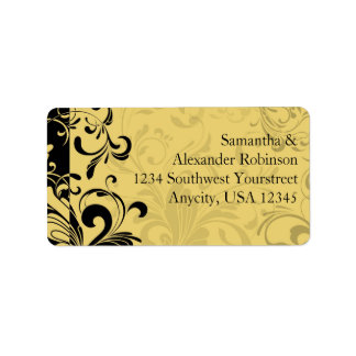 Yellow and Black Contemporary Swirl Label