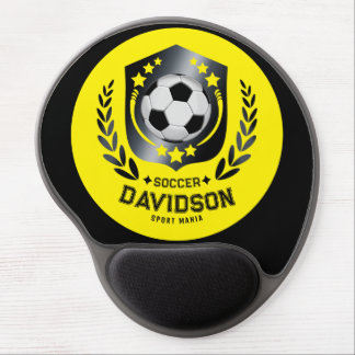 Yellow and Black Custom Soccer Name Gift Gel Mouse Pad