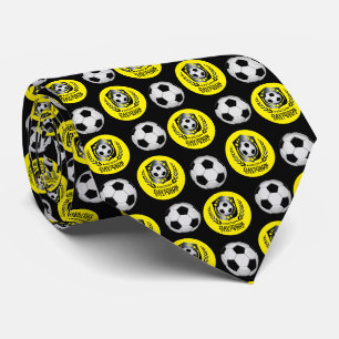 Yellow and Black Custom Soccer Name Gift Neck Tie
