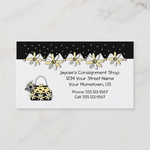 Customizable Yellow and Black Daisies Shopping Business Card
