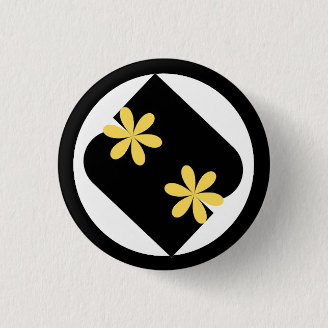 Yellow and Black Daisy Flower round Button (Front)
