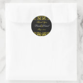 Yellow and Black Damask 1.5" Thank You Sticker (Bag)