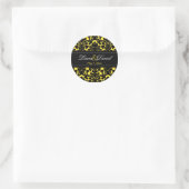 Yellow and Black Damask 1.5" Wedding Sticker (Bag)