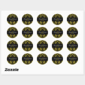 Yellow and Black Damask 1.5" Wedding Sticker (Sheet)