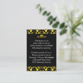 Yellow and Black Damask on Linen Enclosure Card (Standing Front)