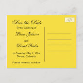 Yellow and Black Damask Save the Date Card (Back)