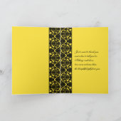 Yellow and Black Damask Thank You Card (Inside)