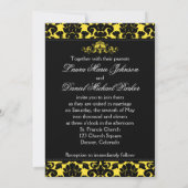 Yellow and Black Damask Wedding Invitation (Back)