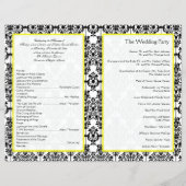 Yellow and Black Damask Wedding Program (Back)