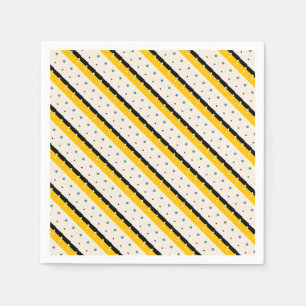 Yellow and black diagonal stripes napkins