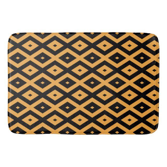 Yellow and black diamond pattern bath mat (Front)