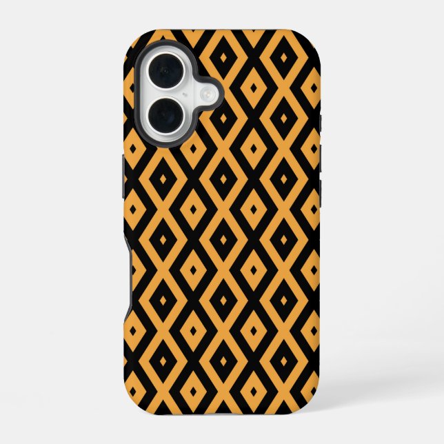 Yellow and black diamond pattern iphone case (Back)