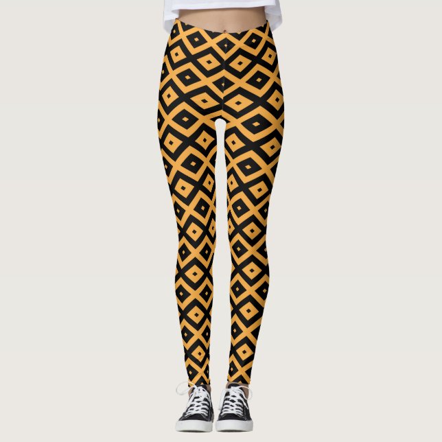 Yellow and black diamond pattern leggings (Front)
