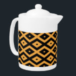 Yellow and black diamond pattern teapot<br><div class="desc">Yellow and black diamond pattern</div>