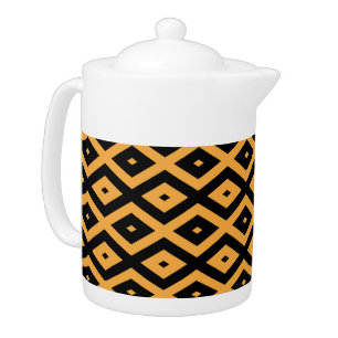 Yellow and black diamond pattern teapot