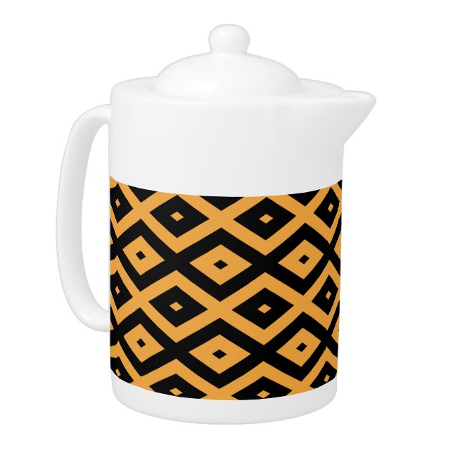 Yellow and black diamond pattern teapot (Left)