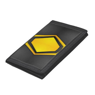 Yellow and black diamonds tri-fold wallet