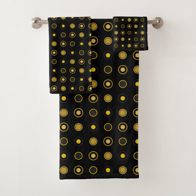 Yellow and Black Dots Bath Towel Set (Insitu)