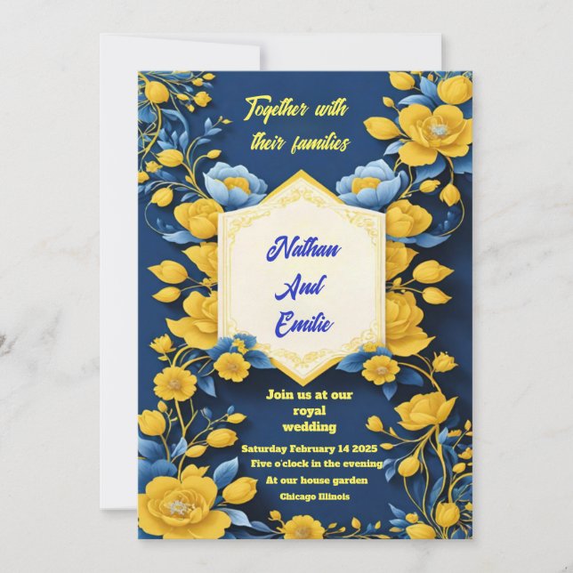 Yellow and black elegant wedding invitation  (Front)