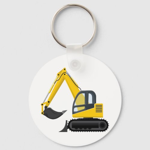 Yellow and Black Excavator Construction Machine Keychain