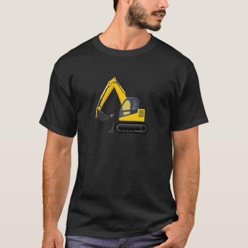 Yellow and Black Excavator Construction Machine T_Shirt