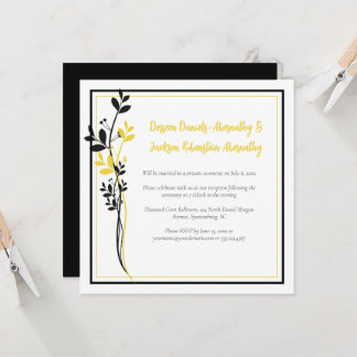 Yellow and Black Floral Reception Only | Invitation