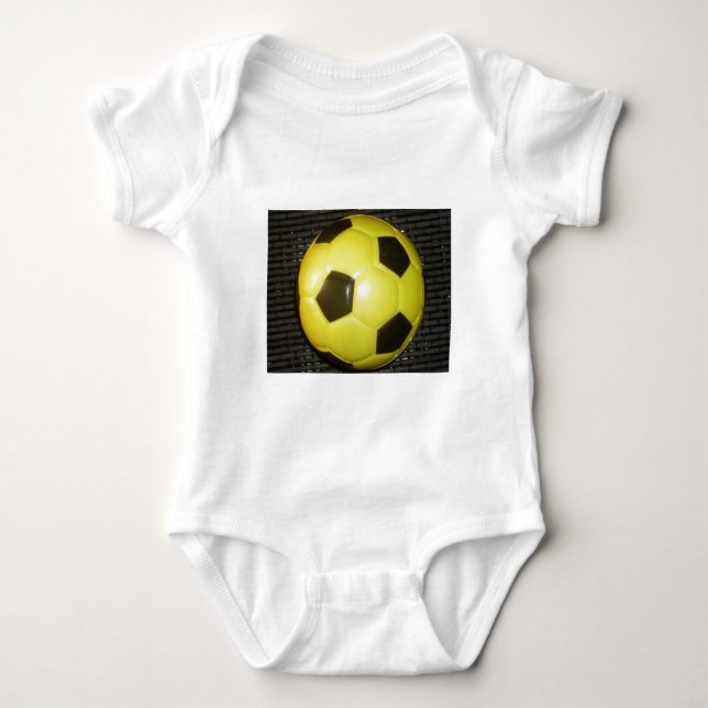 Yellow and black Football. Baby Bodysuit (Front)