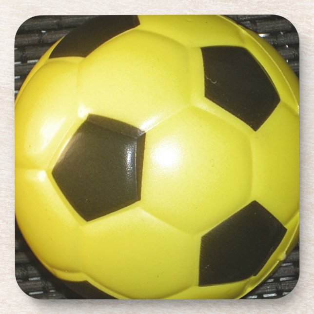 Yellow and black Football. Drink Coaster (Front)